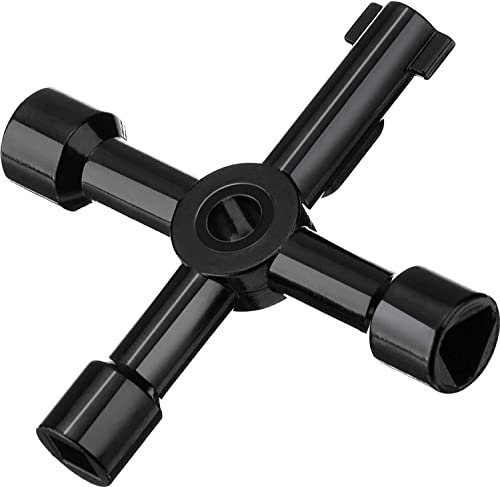 Llave de Purga del Radiador,4 en 1 Llave de Utilidad Llave de Caja de Medidor de Aleación de Zinc Llave Multifuncional Llave de Gas para Armario Eléctrico Apertura de Gabinete Negro
