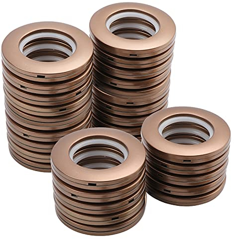 Coolty 32 Stück Vorhang Ösenringe, Vorhangringe Stoffösen, Rund Kunststoff Ringe Klammer 40mm Innendurchmesser Gardinen Ösen für Fenstervorhang, Duschvorhang,Wohnaccessoires Deko (Kaffee)