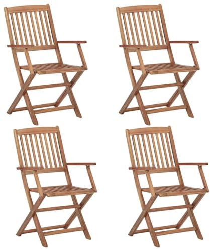 vidaXL 4X Madera Maciza de Acacia Sillas de Jardín Plegables Sillón Exterior Balcón Terraza Patio Asiento Butaca Muebles Mobiliario