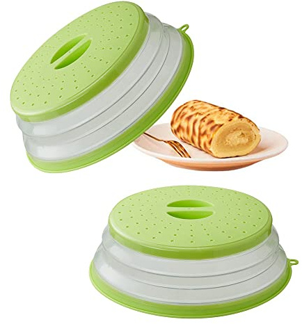 2 Pezzi Copertura per Microonde, Coperchio Pieghevole Antischizzi, Copertura per Alimenti a Microonde, Copertura in Plastica per Microonde, Protezione Dagli Schizzi di Cibo, per Frutta e Verdura