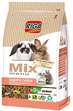 RIGA - Menu Mix pour Lapins Nains Sensibles - Formule Allégée - Céréales, Fruits Et Légumes - Riche en Vitamines Et Minéraux - sans Colorant - Sain Et Équilibré - 700G