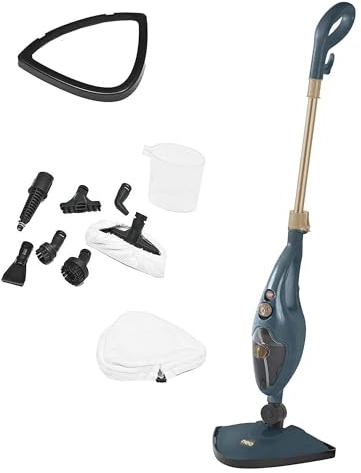 10 in 1 1500W Neo® Hot Steam Mop Cleaner Floor Carpet Window Washer Hand Steamer With 2 Pads (Dark Grey & Copper)