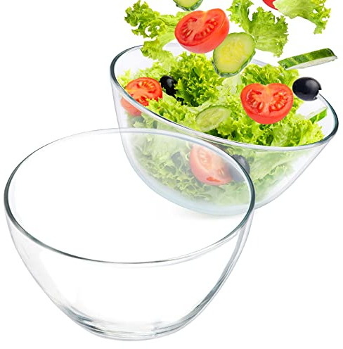 Konzept 11 - Salatschüssel aus Glas Ø 17cm Obstschale 2er Set, Snackschale Transparent Servierschüssel Rund, Schüssel für Salat, Obst, Chips, Fingerfood, Servierschale