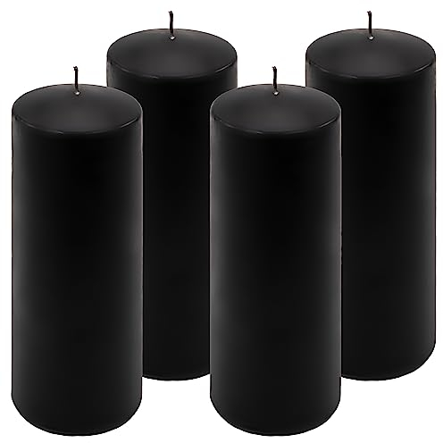 Stumpenkerze schwarz Höhe 20 cm Ø 7,5 cm lange Brenndauer Rund-Kerze Säulenkerzen Kerzen-Deko Tafelkerzen Weihnachts-Kerzen Hochzeit (4)