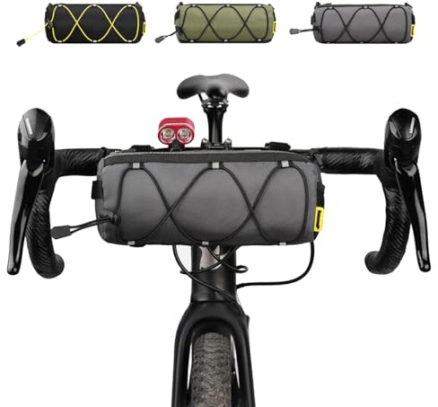 AWELUX 2.4L Bike Handlebar Bag, with Detachable Shoulder Strap Crossbody Bag, for Cycling and Commuting (Drawstring, Grey)
