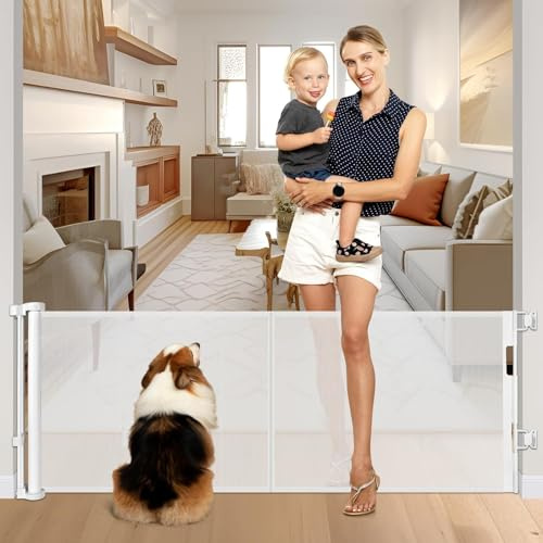 Förstärkt 71 cm höga infällbara babygrindar för hundar, lätt att gå över husdjursgrind med stödstänger, 140 cm bred infällbar hundgrind, valpgrindar för huset kort hundgrind för trappor,