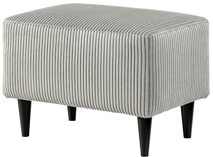 Traumnacht bequemer und moderner Fusshocker mit Holzfüßen und gemütlichem Kord Bezug in steingrau, Öko-Tex Zertifiziert, produziert nach deutschem Qualitätsstandard