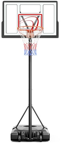 Yohood Basketball Hoop Outdoor, 10FT Professional Portable Basketball Hoop for Kids Adults Youth, Basketball Stand with Wheels Sturdy Backboard Adjustable Height Net Set System Game Park Garden