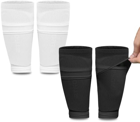 ATHCISE 2 Pairs Kids Youth Soccer Shin Guard Sleeves with Optimized Insert Pocket, Shin Pad Compression Sleeves for 3-15 Years Old Boys Girls Child Teens for Soccer Sport