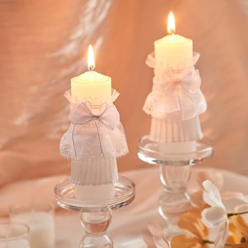 Geyoga 2 Piezas Protección Antigoteo para Vela Decoración para Velas de Comunión Guirnalda de Velas de 4-5 cm de Diámetro Bandeja de Goteo para Velas para Boda Bautismo Confirmación