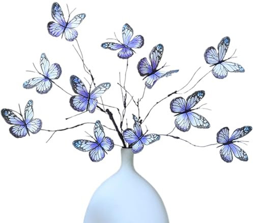 RXMORI 4 Pezzi Rami di Farfalla Artificiale, Rami di Salice Artificiale da 47 Cm con Farfalle, Steli di Farfalla in Seta per Composizioni Floreali in Vaso Decorazioni per la Casa