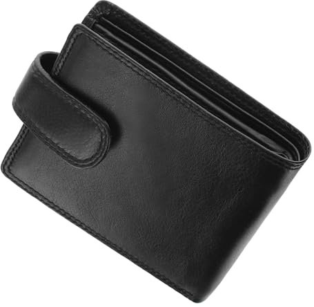 TECPEX Genuine Leather Wallet Men's, RFID Blocking Purse Slim Bifold Design with Multi Card Slots, Coin Pocket, ID Windows, and Zipper Pocket (Jet Black)