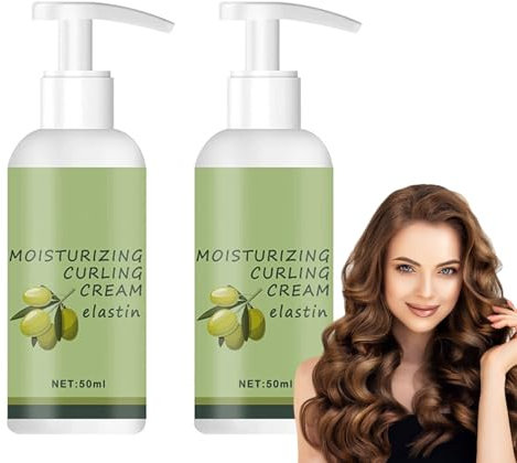 2 unidades de crema definidora de rizos de 50 ml, acondicionador para el cabello rizado, espuma definitiva, spray para pelo esponjoso, para rizos naturales y cabello ondulado, para más volumen y