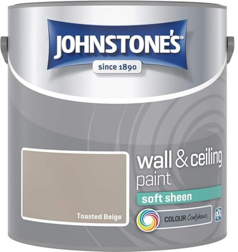 Toasted Beige Johnstone’s Wall & Ceiling Soft Sheen Paint 2.5L – Subtle Sheen Finish, Durable & Washable, Quick Dry, Low Odour Interior Paint for Walls & Ceilings