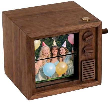 Boîte à musique à manivelle avec photo et effet lumineux pour événement spécial et anniversaire de mariage