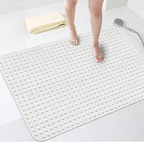 Bathsafe Alfombrilla de baño extra ancha de 90 x 60 cm, antideslizante, suave, antideslizante, TPR con ventosas fuertes, alfombrillas antideslizantes para baño, inodoro, hotel, alfombrilla de
