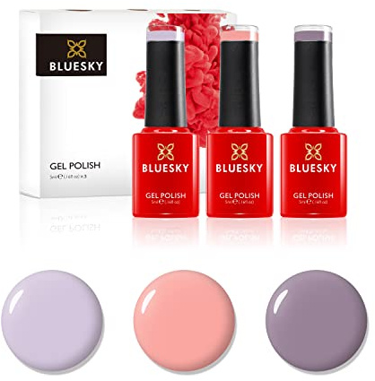 Bluesky Gel Nail Polish Set - Spring, Just Ride SS2001, Tulip Lover SS2008, Out and About SS2010, 3 x 5 ml (Requires Curing Under UV/LED Lamp) Pink, Purple, Lilac, Pastel