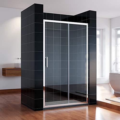 SONNI Duschkabine Schiebetür 130 cm Duschtüren Duschabtrennung Glasschiebetür Höhe 185 cm Klarglas Duschwand
