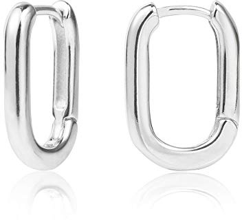 ALEXCRAFT Boucles d'oreilles Femme Argent 925 Boucles d'oreilles Créoles Ovales Argent Boucles d oreille Creoles