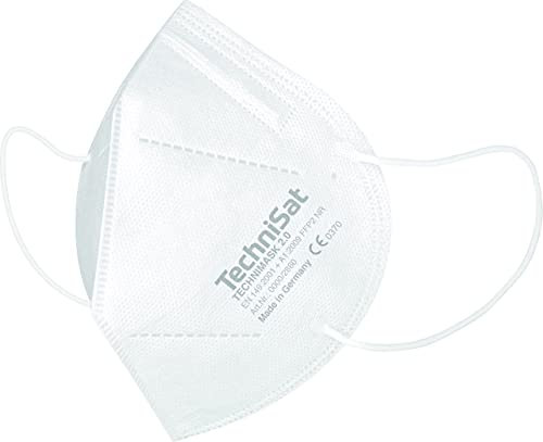 TechniSat TECHNIMASK 2.0 - FFP2 Maske (5-lagige Gesichtsmaske mit hochwertigem Vlies, Mund- und Nasen-Bedeckung, dermatologisch getestet, Made in Germany) Farbe weiß - 5 Stück