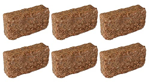Novatool Lot de 6 terreaux de culture sans engrais | 30 litres | Fibre de coco Terre Orchidée Cocos Humus 650 g 20 x 5,5 x 10 cm – Pour jardin en noix de coco