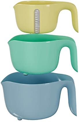 Empava Rührschüssel Set, Schüssel Set, Rührschüsseln, Schüsseln, Backschüssel, Mixing Bowl Set of 3 - [Rührschüssel, Nudelsieb, Messbecher] - Wiederverwendbar
