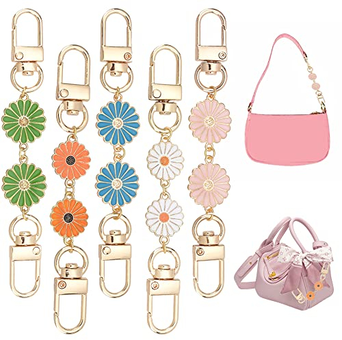 PandaHall 5 Stück Geldbörsenriemenverlängerung 2 Größen Sonnenblumen-Kettenriemenverlängerung Kurze Dekorative Taschenketten Goldene Handtaschen-Verlängerungskette Für Crossbody-Schulter-Handtaschen
