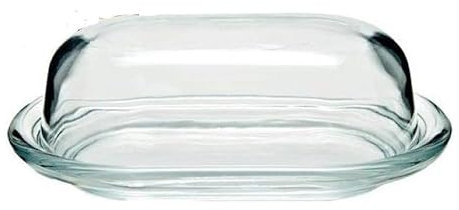 Hyper Mart Glass Butter Dish, with Lid for Serving Butter, Spread, Cheese, Pate and Tapenades, 20 x 13 x 6 cm - Clear Glass