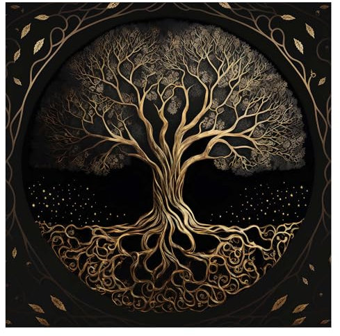 MULAIDI Indische Versender Lebensbaum, Altartuch, Tischdecke, Lebensbäume, rituelles spirituelles Tuch für Tarot-Tischdecke, 50/75 cm, Altartuch, Lebensbaum