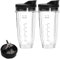 Ninja Blender Cups 24oz Cups with To-Go Lids,Set of 2 Blender Cups with 1 Blender Blade for Ninja,7 Fins Extractor Blade,Smoothie Cup Replacement for Ninja Bl2012/Bl487a/Bl492/Bl640/Nn100a/Nn101/Nn102