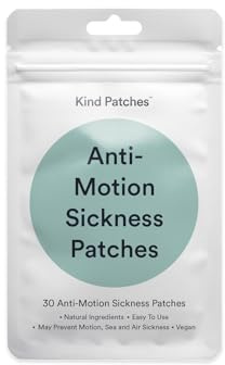 Kind Patches Anti-Motion Sickness Patches - Natural Relief for Motion Sickness - Ginger Root, Mint and Tangerine Peel - Easy Pre-Travel Use - 30 Count