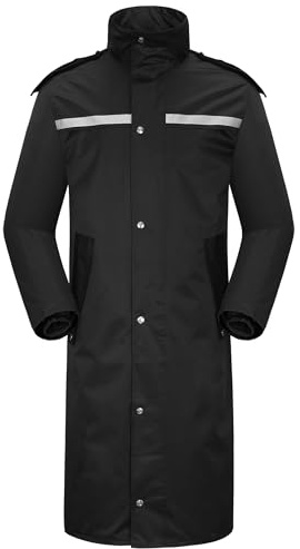 Coutyuyi Homme Veste de pluie imperméable à long manteau de pluie pour capuche réutilisable Vêtements de pluie légers réfléchissants