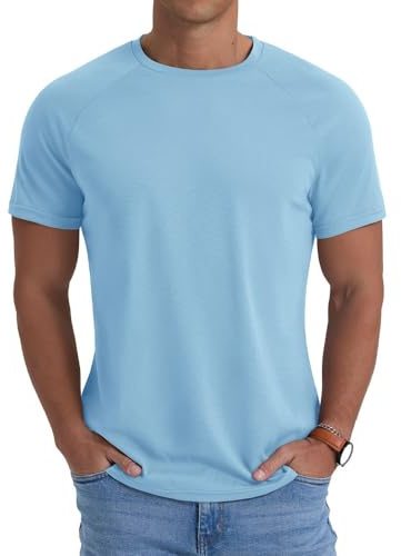 PrinStory 1 eller 2-pack kortärmade sportt-shirts män snabbtorkande gym fitness löptröja andas rund hals träningströja, Lite blått, S
