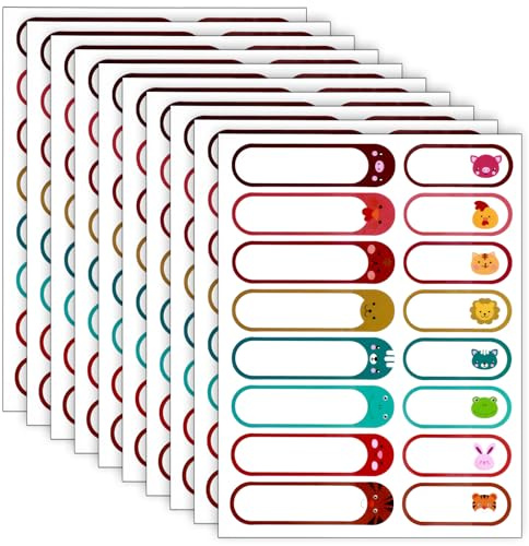 Ymapinc 160 Piezas Etiquetas Autoadhesivas Impermeables,Lavables Etiquetas Adhesivas personalizadas para Guardería Botellas Cristal, Cajas Almuerzo, Botellas Especias(2 Tamaños 4/6 X1,6cm)