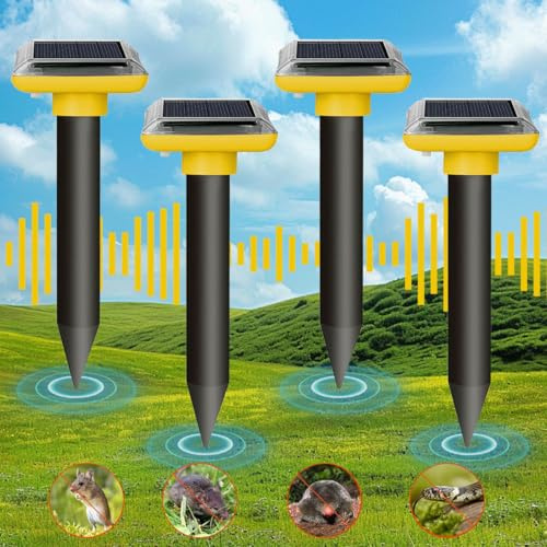 HENESE - Repelente Solar para Lunares, antiimpacto, vibración, ultrasónico, para jardín, césped, Resistente a la Intemperie para Topo, Serpiente, campaña, Gopher y Otros Animales
