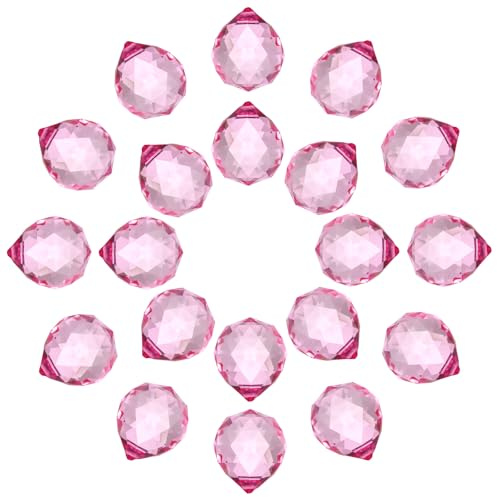 sourcing map Lot de 20 boules de cristal prisme de 30 mm pour lustre, fenêtre, décoration de mariage, décoration d'intérieur, rose