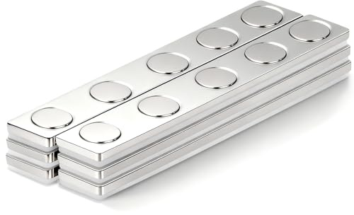 Aenienoe Självhäftande magneter, neodymmagneter, extra starka, rektangulära för limning, platta självhäftande magneter för verktyg, förvaring 68 x 10 x 2 mm, 6 stycken