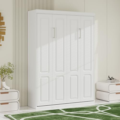 CFITCER Full Size Murphy Bed: Hidden Wall Bed Cabinet Without Mattress, Space-Saving Wall Beds, Sleeping Arrangement for Bedroom/Guest Room/Living Room, White-1