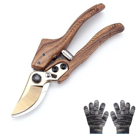 OUPADOS OUPADOS - Cesoie da giardino ad alte prestazioni, incudine a cricchetto, 215 mm, legno 35 mm, lama in acciaio inox SKD, diametro di taglio per legno fresco, cesoie per viti di bypass, cesoie