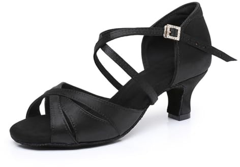 Scarpe da Ballo Donna Latino Americano Raso Tacco Professionale Scarpe da Ballo Salsa Tango Bachata Rumba per Danza Principianti Pratica e Performance con Suola Morbida Antiscivolo Tacco 37-42EU
