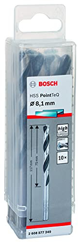 Bosch Professional 10-Piece PointTeQ HSS Twist Drill Bit (for Metal, 8.1 x 75 x 117 mm, Drill Driver Accessories)
