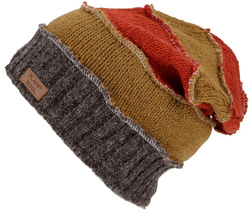GURU-SHOP Wollmütze, Nepalmütze, Patchwork Beanie, Herren/Damen, Mustard, Wolle, Size:One Size, Mützen Alternative Bekleidung