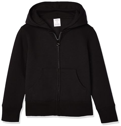 Amazon Essentials Sweatshirts à Capuche en Polaire avec Fermeture Éclair Fille, Noir, 11-12 Ans