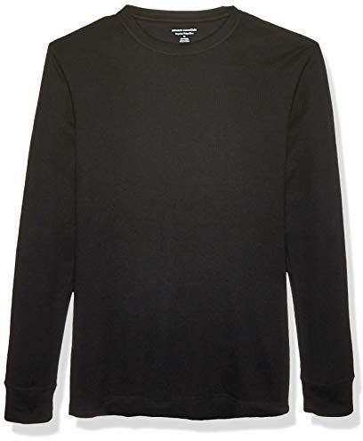 Amazon Essentials Haut en Tissu Nid d’Abeille à Manches Longues Coupe Régulière Homme, Noir, L