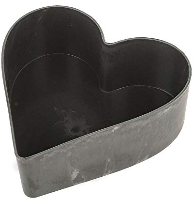 Matches21 Pot de fleurs en forme de cœur résistant aux intempéries pour l'extérieur – Grand bol décoratif noir marbré comme bac à fleurs – Bol décoratif de jardin de 20 cm pour fleurs ou cimetière