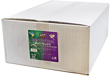 Extra Select Mealworm High Energy Suet Pellets Wild Bird Food - Protein, Fat Rich Year-Round Feeding - 12.75 kg Bulk Box