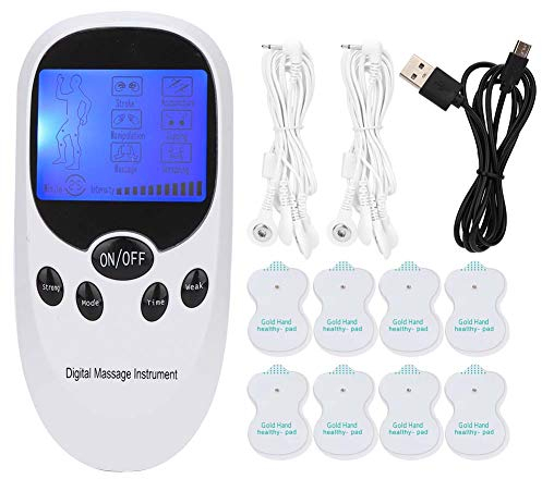 ANKROYU Zweikanaliges TENS-Gerät Muskelstimulator zur Schmerzlinderung, Reizstromgerät, TENS-Gerät zur Schmerzlinderung, TENS-Gerät für Rückenschmerzen mit 6 Massagemodi und 8 Ersatzpads