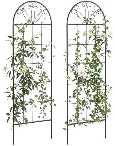 Outsunny Treillis de Jardin Lot de 2 Support pour Plantes grimpantes en métal - 51 x 152 cm Noir