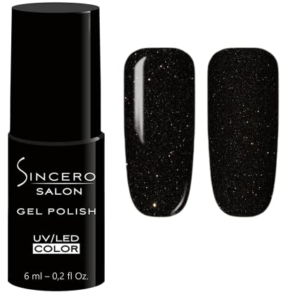 Sincero Salon - Smalto Semipermanente Unghie - Black Shadow - Smalto Gel Unghie UV LED - Ricco di Pigmenti - Lunga Durata e Facile da Usare - Colori Semipermanente - Smalti per Unghie - 6ml