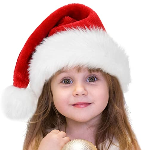 Christmas Santa Hat for Adults Kids Baby Thicken Soft Fur Xmas Holiday Hat